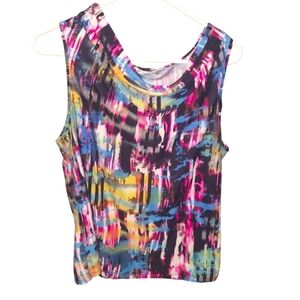 Peter Nygard Sleeveless Cowl Neck Abstract Print Top